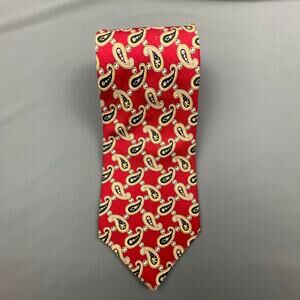 Tommy Hilfiger Silk Tie Red Navy Paisley Print Classic 57x4